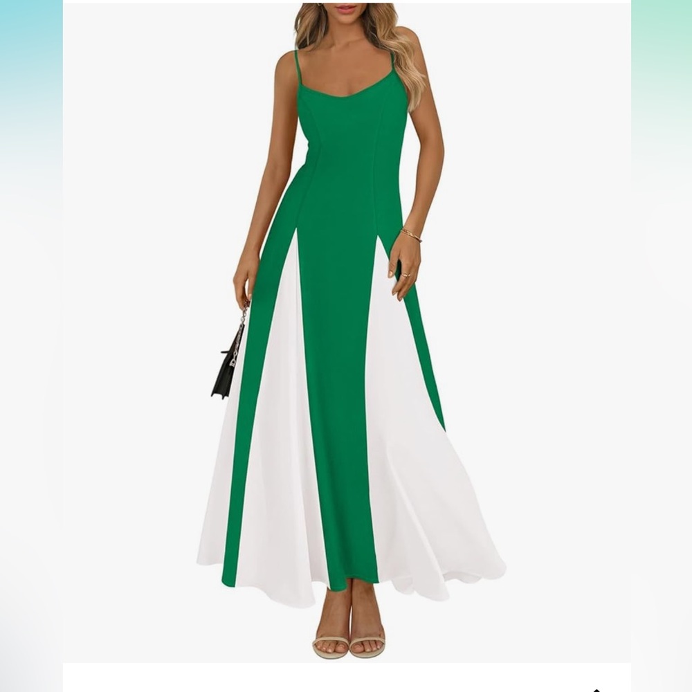 Green and White Maxi Dress